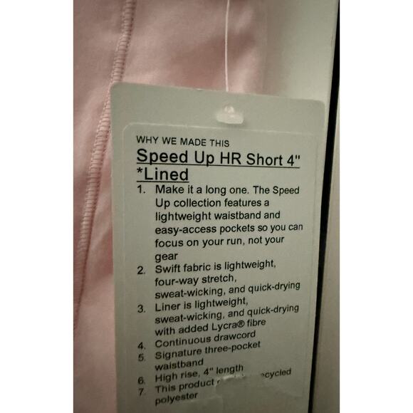 Lululemon Speed Up Short HR 4" Size 6 Strawberry Milkshake - Picture 9 of 10
